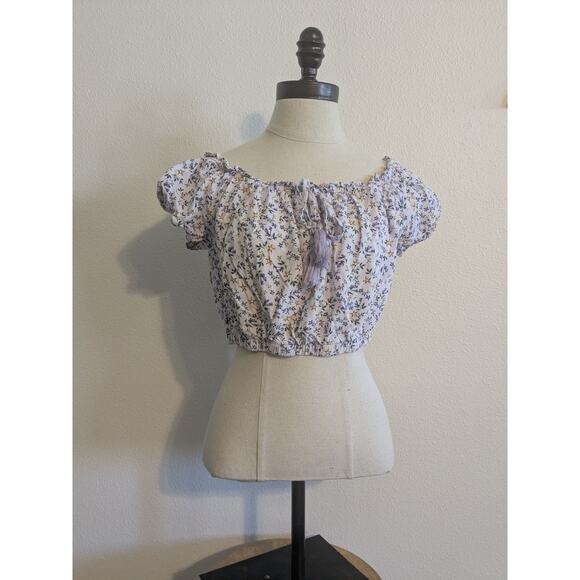 Vine and Valley floral rouched crop top size L - Picture 4 of 7